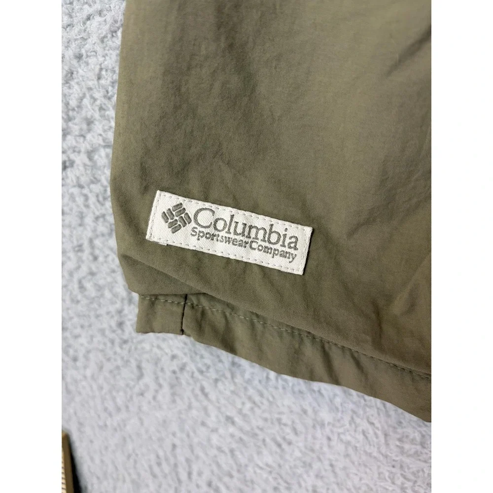 Columbia Shorts Mens XL Green Nylon Mesh Lined Swim Trunks Packable Belted Mens